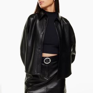 Aritzia Babaton Pelli Hip Leather Shirt Jacket